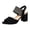 Gray, variant on Women's Block Heel Slingback Sandals, Rainbow Stripe Slip On Pumps, Color Block Chunky Heel Wedding Party Dress Sandals Blue