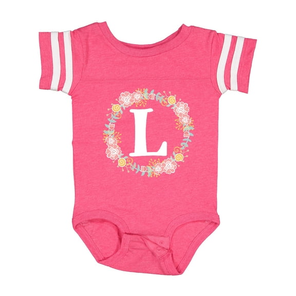 Inktastic Monogram Letter L Rose Floral Wreath Girls Baby Bodysuit