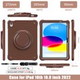 thumbnail image 2 of ELEHOLD Case for Apple iPad 10th Gen, Portable Hybrid Shockproof iPad Case with Pencil Holder & Hanging Ring Handle Rotatable Kickstand,Chocolate, 2 of 10