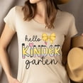 thumbnail image 3 of First Day of School Kindergarten Teacher Shirt – Hello Kindergarten T-Shirt, CarolinaBlue, Size L, 3 of 5