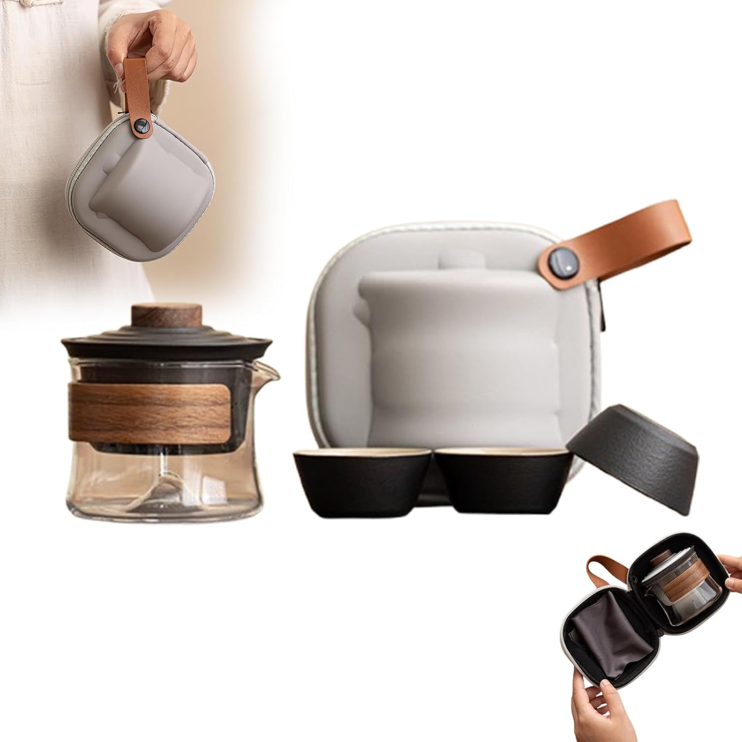 Teatsy Teapot, Teatsy Portable Tea Set, Heat-Resistant Glass