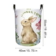 thumbnail image 2 of LEWEEN Watercolor Easter Bunny Laundry Hamper 15.7x19.7 Inch Collapsible Circular Dirty Clothes Basket with Handle, Storage Bins for Home Dorm Bathroom Organizer Decor, 2 of 2
