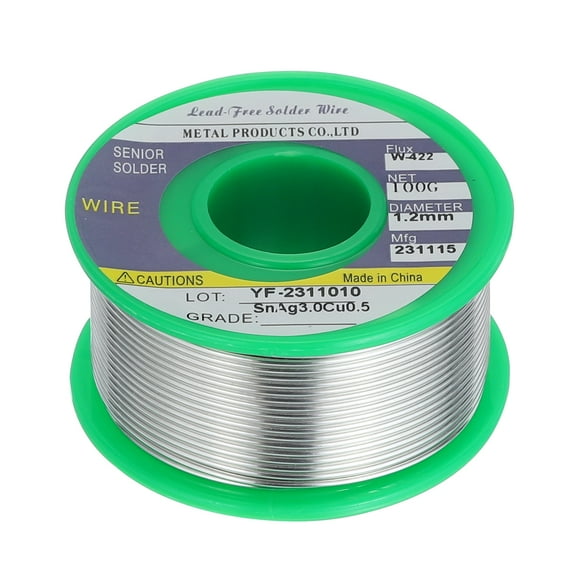 Solder Wire 100g/3.527 oz,1.2mm/0.05 Inch Sn96.5Ag3.0Cu0.5 for Electrical Soldering, 217C(423F) Melting