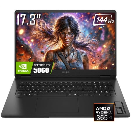 HP OMEN 17 Gaming Laptop, 17.3" 1920 x 1080 144Hz FHD Display, AMD Ryzen AI 9 365, GeForce RTX 5060, RGB Backlit KB, 1080p Webcam, Windows 11 Home(16GB DDR5 RAM + 1TB SSD)