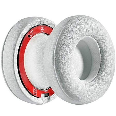 Beats Headphones Solo 2 Replacement Memory Foam Ear Pads for Beats Headphones, Leather-Covered Ear Cushions Compatible for Solo 2 & 3 Wireless On-Ear Headphones (White) ()