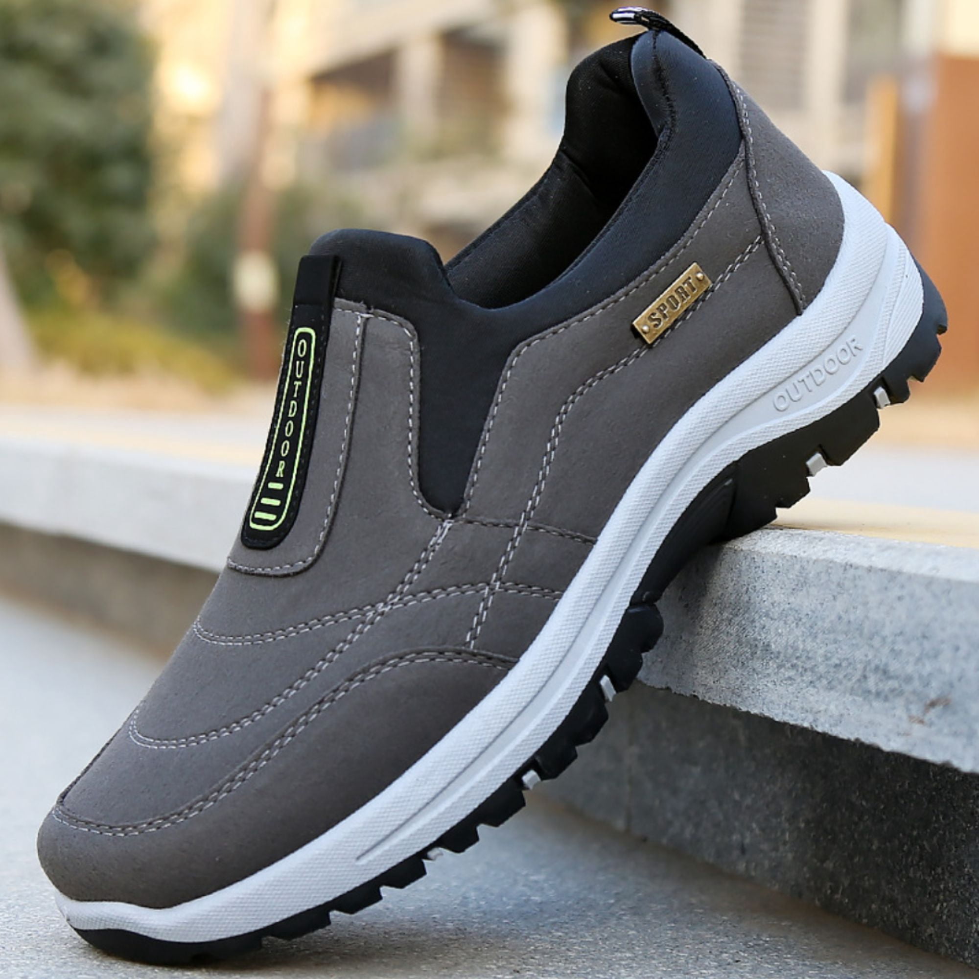 CHICVOMEY Orthopedic Shoes for Men Walking Sneakers with Arch Support Comfortable Slip On Waterproof Hiking Sneakers Outdoor Non Slip Casual Everyday Wear