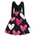 thumbnail image 4 of Valentine Dress for Women Long Sleeve V-Neck Cocktail Dresses with Belt Love Heart Printing A-Line Dress Light pink M, 4 of 4