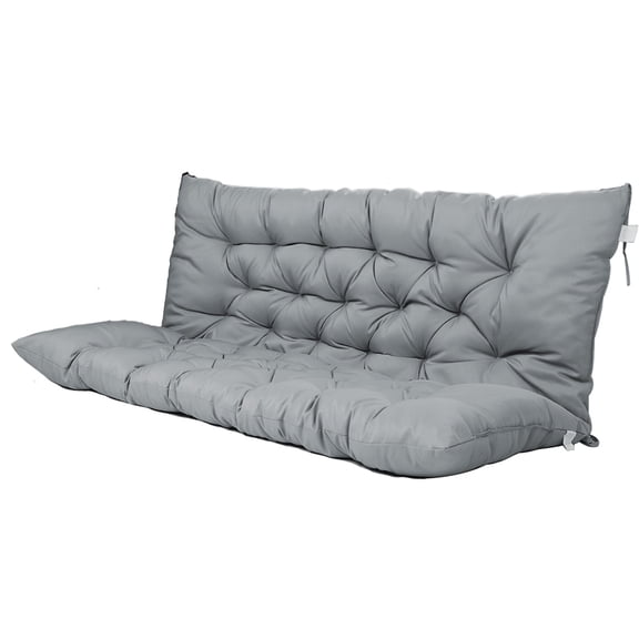 3 Seater Outdoor Porch Swing Cushion with Backrest, 60 x 40 Inch Extra Thick Waterproof Patio Swing Replacement Cushion, Non-Slip Garden Bench Cushion for Backyard Patio Furniture, Gray
