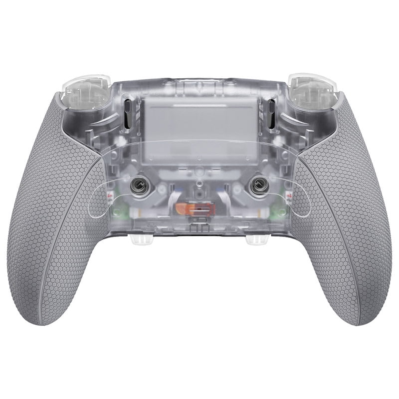 eXtremeRate Beyond-ARC Shell Kit for PS5 Edge Controller - Rubberized Grip Front & Back Cover (Clear & Gray)
