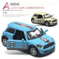 thumbnail image 3 of 1:32 Mini Cooper Classic car Alloy Model Diecast Metal Car Vehicles Model Simulation Miniature Scale Kids Toys Gift Blue With box, 3 of 5