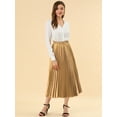 thumbnail image 3 of DARING DIVA Women's A-line High Waist Pleated Midi Skirt XL Gold, 3 of 7