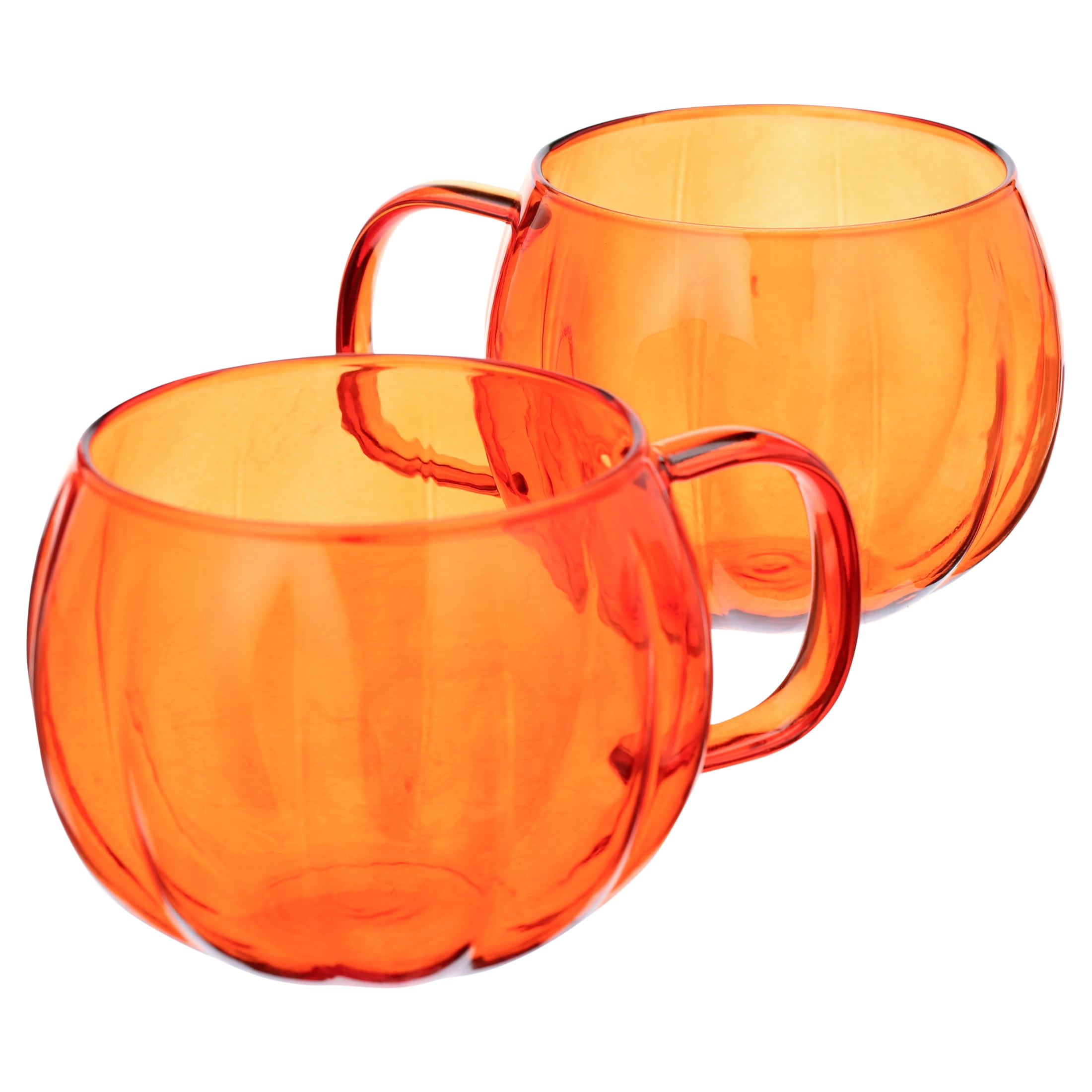Way To Celebrate Orange Glass Pumpkin Mug 4 Pack Drinkware Sets