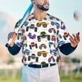 thumbnail image 4 of Fotbe Cartoon Monster Trucks1 Baseball Jersey Shirt for Men and Women, Casual Short Sleeves Button Down T-Shirt-Small, 4 of 9