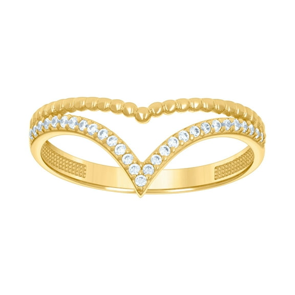 14k Yellow Gold Womens Cubic Zirconia V-shaped Fashion Ring 9.3x2.6mm Wide Ring for Women