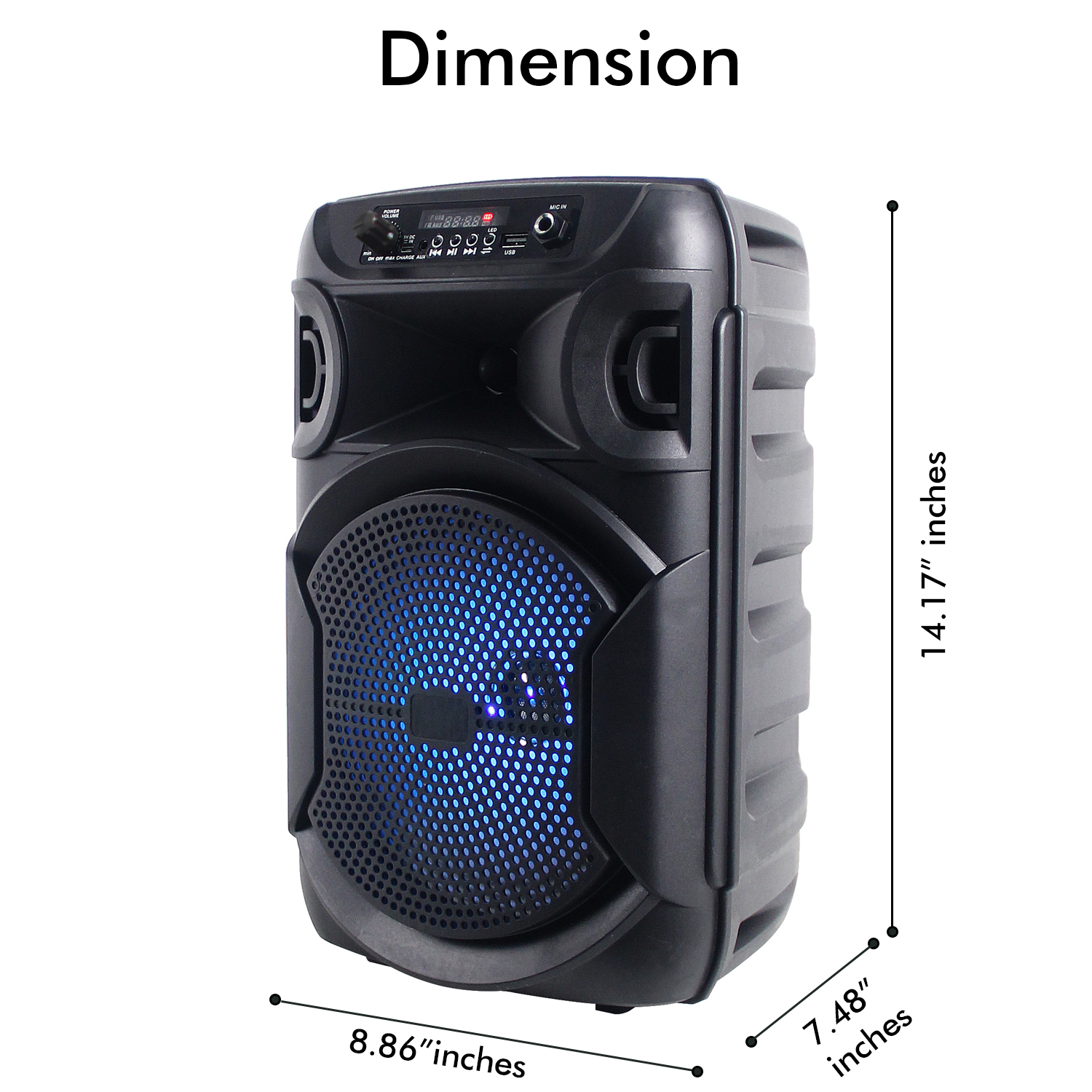 Technical Pro 3 Set  8" Portable 1000 W Bluetooth Speaker w/ Woofer & Tweeter Party PA LED Speaker w/ Bluetooth/USB Card Inputs - image 4 of 6