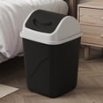 thumbnail image 5 of Floleo 13.7 Inch Swing Top Trash Can, Small Bathroom Office Garbage Bin with Lid, Odor Control Kitchen Wastebasket for Home, Black Plastic Step Can 5 Gallon, 5 of 6