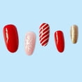 thumbnail image 2 of FCOGIN Medium Almond, 24 Pieces, Red, Pink, Gold, Christmas, Acrylic False Nail, Press on Nail, 2 of 5
