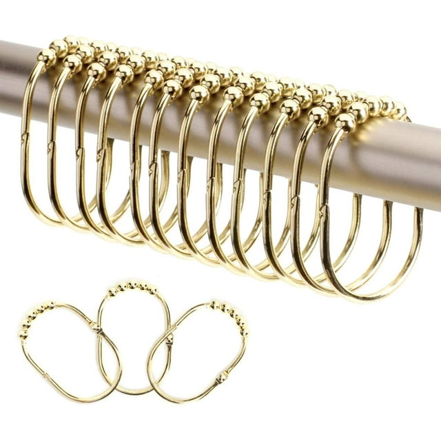 Wide Shower Curtain Rings Hooks, Stainless Steel Set Of 12