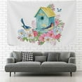 thumbnail image 2 of GZHJMY Tapestry Watercolor Bird House Butterfly Floral Tapestry Wall Hanging Decorative Wall&nbsp;Blanket&nbsp;Bedding Tapestry for Bedroom Living Room Dorm 60"x40" Gift Decor, 2 of 7
