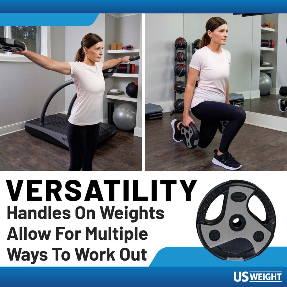 US Weight 54 LB Barbell Weight Set with 55" Adjustable Bar - Home Gym Strength Training Equipment - Grey