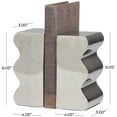 thumbnail image 3 of DecMode 3" Wave Inspired Silver Aluminum Bookends (Set of 2), 3 of 8