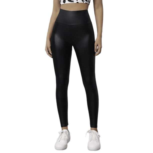 Legging Vinipiel Negro Malla Mujer Cuero Sintético Stretch LOLE Vinipiel