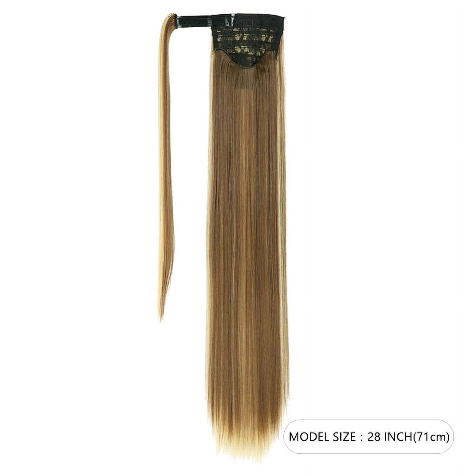 28 Inch Ponytail Extension, Long Straight Wrap Around Clip in Ponytail Hair Extensions Synthetic Soft Fake Pony Tail Hairpieces