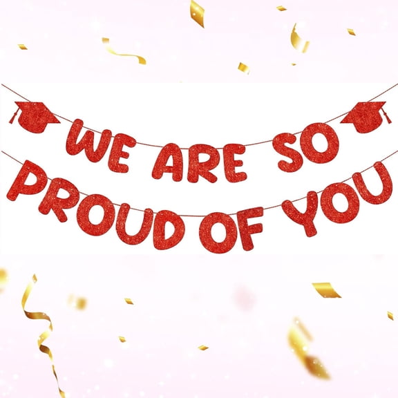 We Are So Proud of You Banner Glitter Congratulations Banner 2026 College Graduation Decorations for College High School University Graduation Party Supplies(Deep Red)