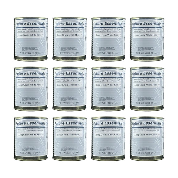 12 Cans Pack - Future Essentials Canned Long Grain White Rice Emergency Survival Food for Camping and Backpacking #2.5 / 24oz/ Can