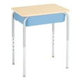 thumbnail image 2 of Learniture Open Front School Desk with Book Box for Kids, Students, and Classrooms - Adjustable Height Maple/Blue (2-Pack), 2 of 5