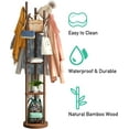 thumbnail image 2 of Rotary Coat Rack Stand with 8 Hooks, Bamboo Wood Coat Tree for Clothes/Bags/Hats, Large Coat Rack Freestanding for Entryway (Brown_triangle), 2 of 7