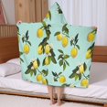 thumbnail image 5 of Yellow Lemon Fruit Flowers LightBlue Pattern Hooded Bath Towel，50"x30" for Ages 3 To 12 Kids, Quick Dry Lightweight Soft Microfiber Hood Beach Towel Cover Up for Kids, 5 of 7