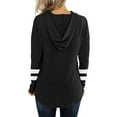 thumbnail image 3 of Abcnature Womens Color Block Long Sleeve Pullover Hooded Side Split High Low Tunic Top Plus Size Tops for Ladies Autumn Winter Casual Loose Tunic Blouse Black M, 3 of 7
