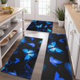 thumbnail image 2 of Black Blue Butterfly Pattern Kitchen Rugs Sets Of 3,Kitchen Runner Rugs Non Skid Washable,Decorative Kitchen Floor Mats for Kitchen,Sink,Laundry,17"x30"+ 17"x47" + 17"x59", 2 of 6