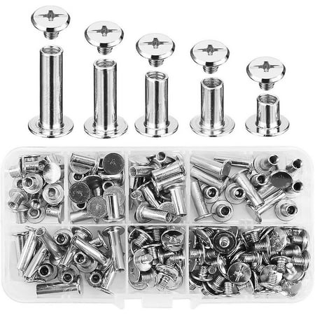 Screw Staples 5mm Binding Screw Kit 5 Size Stud Rivets With Plastic Box ...