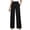 Black, variant on Women's Summer Solid Color High Waisted Bow Tie Belt Wide Leg Straight Pants, Casual Business Trousers for Office or Weekend, Breathable Lightweight Fabric A L