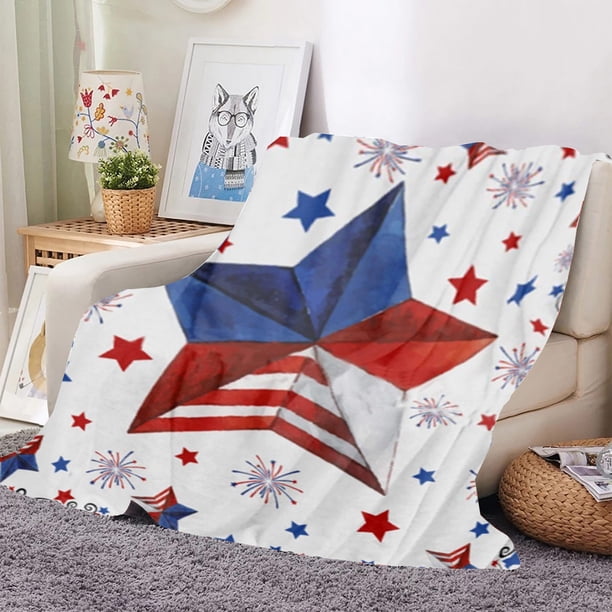 Fiudx Decoración Del Hogar Manta De Franela Estampada Para El Día De La Independencia, Manta Acondicionadora Para Sofá, Manta Para Siesta, Sábana De Ocio, Regalo De Vacaciones Ofertas Flash Del Día
