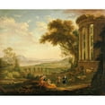 thumbnail image 2 of Claude Lorrain 14x12 Black Ornate Wood Framed Double Matted Museum Art Print Titled: Landscape with Satyr and Nymph, 2 of 5