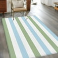 thumbnail image 3 of Sage Green Blue Striped Area Rug 3x5 FT, Non Slip Entryway Bedside Carpet, Farmhouse Sage Green Stripes Washable Soft Floor Carpet Indoor Mat Non-Shedding Throw Rug for Dorm Kitchen Home Office, 3 of 9