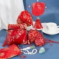 thumbnail image 4 of 12 Pcs Jewelry Silk Purse Pouchs 6 Styles Vintage Red Embroidered Flower Jewelry Brocade Organizer Wrap with Zipper Small Drawstring Bag Jewelry Gift Bag for Wedding Travel Candy Storage Red, 4 of 7
