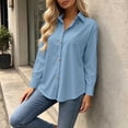 thumbnail image 7 of Tqcoqu Women's Collared Long Sleeve Solid Blouse Loose Casual Shirt with Heart Decorative Buttons, 7 of 7