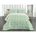 thumbnail image 3 of Ambesonne Mint Quilted Bedspread Set 3 Pcs, Circles Vintage Pastel, King Size, Mint and Pale Green, 3 of 5