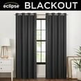 thumbnail image 2 of Eclipse 100% Blackout Curtain, Larissa Solid Grommet Curtain, 95 in Long x 50 in Wide, Textured, Onyx Black, 2 of 10