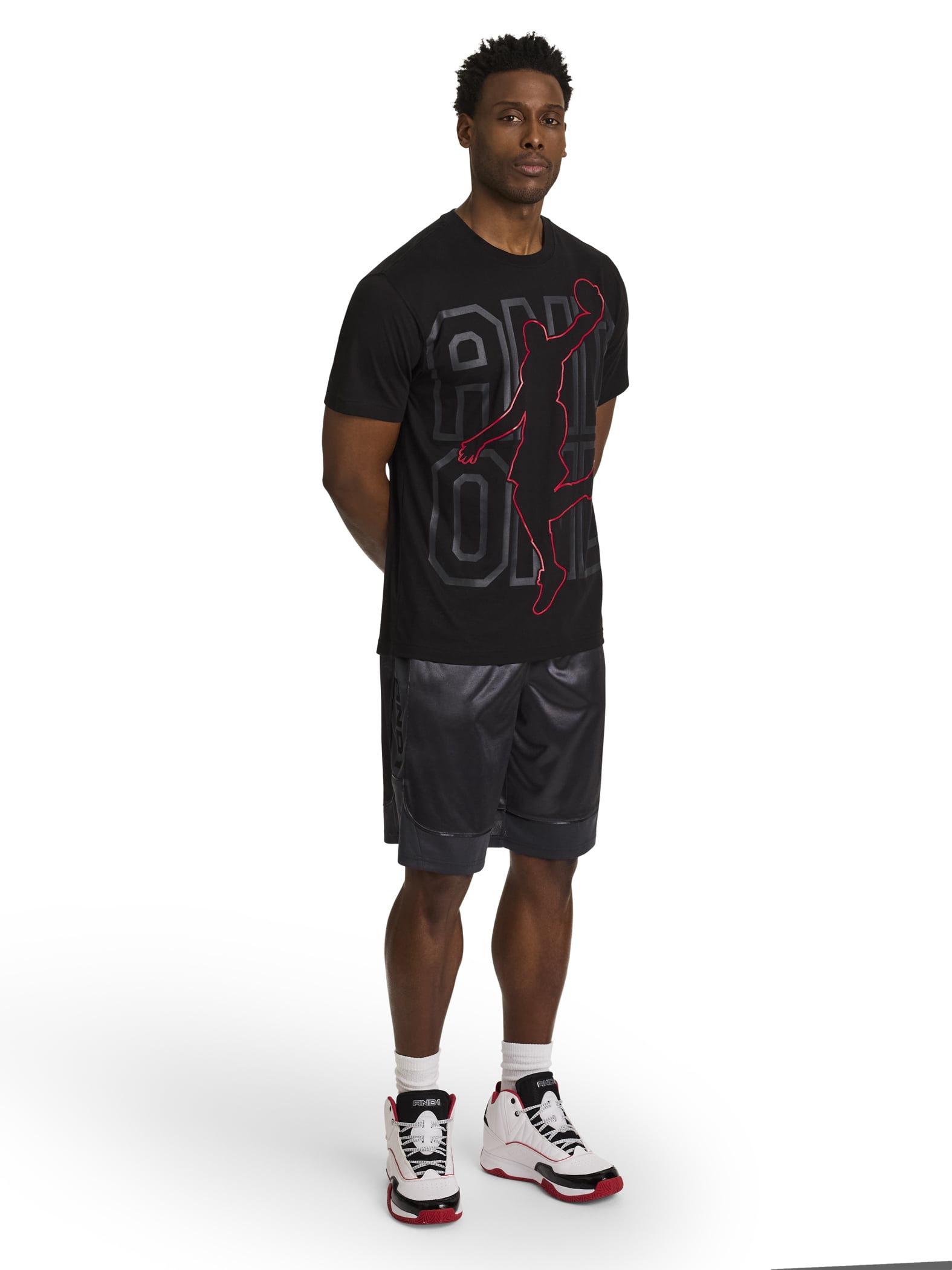 AND1 Men's and Big Men's All Court Short, 11" inseam, up to Size 5XL