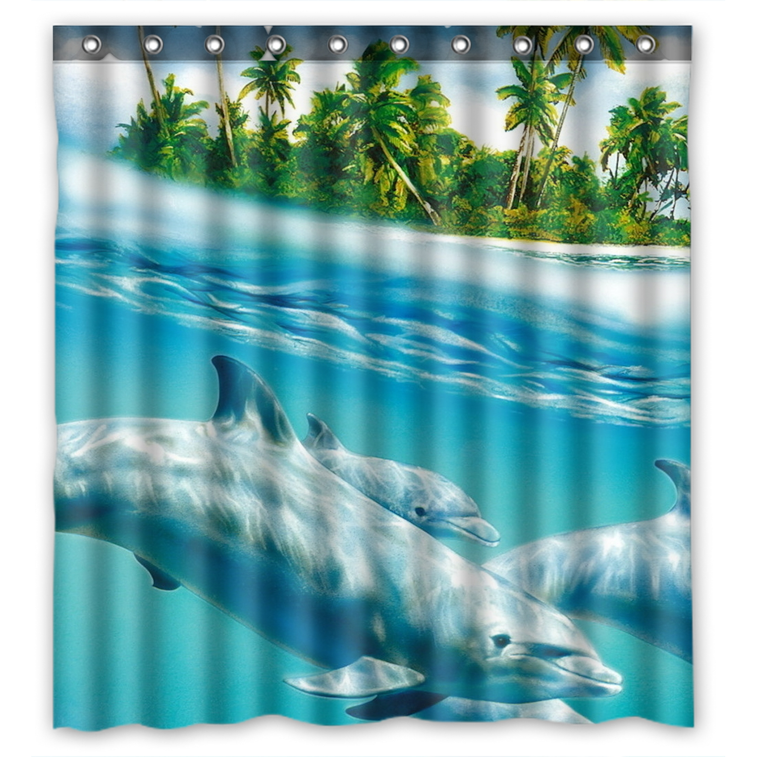 YKCG Underwater Dolphins Family Funny Sea Animals Shower Curtain ...