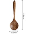 thumbnail image 2 of Zhuge Utensilios de cocina de teca, colador, cucharón, espumadera, utensilios de cocina, pala para sumergir arroz grande de madera con mango largo (11 x 3,15 pulgadas), 2 of 5