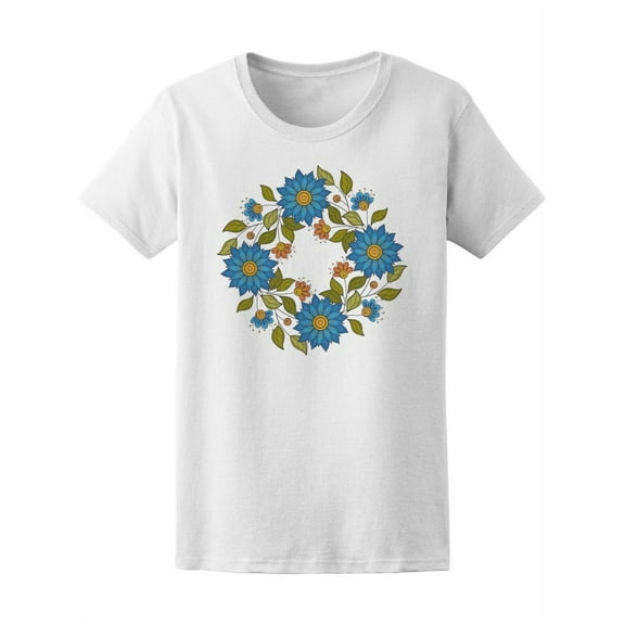 Beautiful Floral Wreath T-Shirt Women -Image by Shutterstock, Female XX-Large