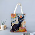 thumbnail image 2 of Black Cat Party Bolso de tela con estampado de lienzo para mujer, bolsa de compras reutilizable y estética, con cremallera interior, regalo para mujer,40*40cm., 2 of 6
