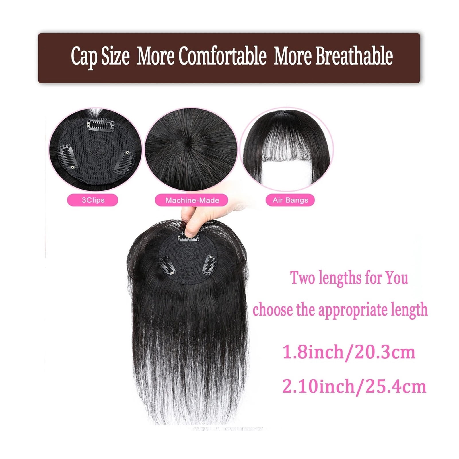 Human Hair with Bangs for Women Fringe Clip in Bangs Hair Pieces with Thining Hair Thick Hairpieces Adding Extra Hair Extensions