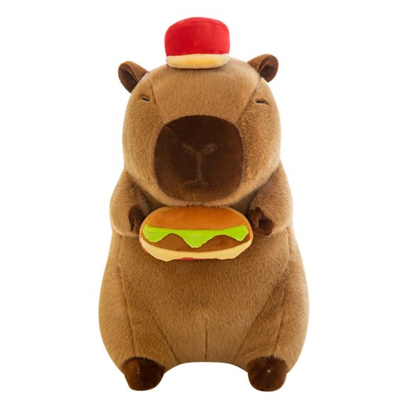 Capybara Plushies Toy - Holding a Hamburger - Kawaii Soft Huggable Stuffed Animals Toy Pillows, Birthday Chirstmas Graduation Back to School Perfect Gifts for Women Teens & Fans